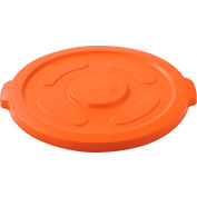 Global Industrial Plastic Trash Can Lid - 55 Gallon Bright Orange