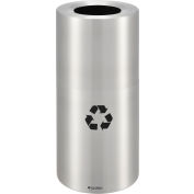 Global Industrial Aluminum Round Open Top Recycling Can, 20 Gallon, Satin Clear