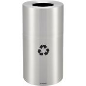 Global Industrial Aluminum Round Open Top Recycling Can, 35 Gallon, Satin Clear