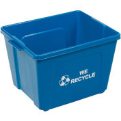 Global Industrial™ Curbside Recycling Bin, 14 Gallon, Bleu