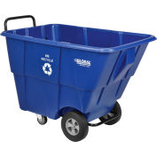 Global Industrial Recycling Tilt Truck With Steel Push Handle, 850 Lb. Capacity, Blue