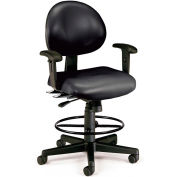 OFM 24 Hour Ergonomic Task Chair with Arms and Drafting Kit, Mid Back, in Black (241-VAM-AADK-66)