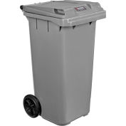 Global Industrial™ Mobile Trash Container with Lid, 32 Gallon Gray