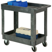 Global Industrial™ Standard Tray Top Plastic Utility Cart, 2 Shelf, 34"Lx17"W, 5 » Casters