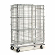 Dolly Base Security Truck, Chrome, 18"W x 48"L x 70"H, Rubber, 2 Swivel, 2 Rigid Casters