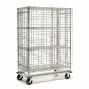 Dolly Base Security Truck, Chrome, 24"W x 48"L x 70"H, Rubber, 2 Swivel, 2 Rigid Casters