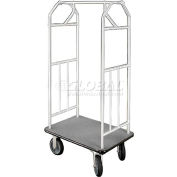 Glaro Bellman Hotel Chariot 35 x 24 aluminium satiné avec tapis gris & roues en caoutchouc