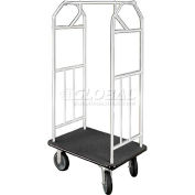 Glaro Bellman Hotel Chariot 41 x 24 aluminium satiné avec moquette noire & roues en caoutchouc