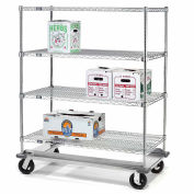 Nexel® E-Z Adjust Wire Shelf Truck with Dolly Base 48x24x61 1600 Lb. Cap.