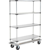 Nexel® Galvanized Shelf Truck w/Dolly Base, 1600 lb. Capacity, 48"L x 18"W x 70"H, Gray