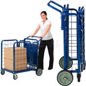 Global Industrial™ Fold-A-Way Stock Cart w / 2 étagères, 750 lb. Capuchon, 38"L x 28"L x 39"H, Bleu