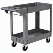 Global Industrial™ Deluxe Small 2 Shelf Plastic Utility & Service Cart 5" Rubber Casters