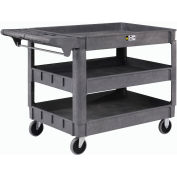 Global Industrial™ Large Deluxe 3 Shelf Plastic Utility & Service Cart 5" Rubber Casters