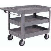 Global Industrial™ Large Deluxe 3 Shelf Plastic Utility & Service Cart 6" Pneumatic Casters