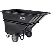 Global Industrial Heavy Duty Plastic Tilt Truck, 1 Cu. Yd. Cap,1250 Lbs. Cap, Black