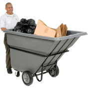 Global Industrial Heavy Duty Plastic Tilt Truck, 1 Cu. Yd. Cap,1250 Lbs. Cap, Gray