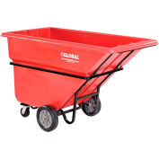 Global Industrial™ Extra Heavy Duty Plastic Tilt Truck, 1 Cu. Yd. Cap, 2100 Lbs. Cap, Rouge