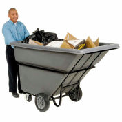 Global Industrial Extra Heavy Duty Plastic Tilt Truck, 1 Cu. Yd. Cap, 2100 Lbs. Cap, Gray