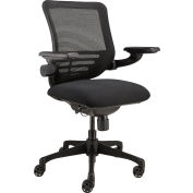 Interion® Mesh Chair with Adjustable Flip Arms & Mid Back, Fabric, Black