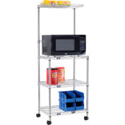 Nexel® Poly-Z-Brite® Kit de chariot de station micro-ondes mobile à 4 niveaux, 24"L x 18"L x 63"H