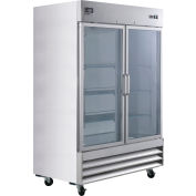 Nexel® Reach In Refrigerator, 2 Glass Doors, 47 Cu. Ft.