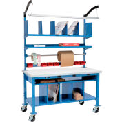 Global Industrial Complete Mobile Packing Workbench W/Power, Laminate Square Edge, 60"W x 30"D