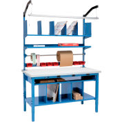 Global Industrial™ Complete Packing Workbench W/Power Apron, Laminate Square Edge, 60"W x 30"D