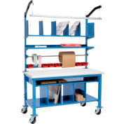 Global Industrial Complete Mobile Packing Workbench, Laminate Safety Edge, 72"W x 30"D