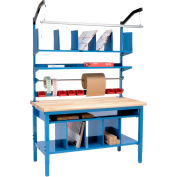 Global Industrial™ Complete Packing Workbench, Maple Butcher Block Safety Edge, 60"W x 36"D
