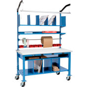 Global Industrial Complete Mobile Packing Workbench W/Power, ESD Safety Edge, 72"W x 36"D
