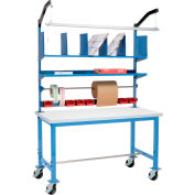 Global Industrial™ Mobile Packing Workbench W/Riser Kit, Bord carré stratifié, 72"W x 36"D