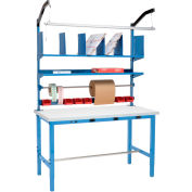 Global Industrial™ Packing Workbench W/Riser Kit &Power Apron, Laminate Square Edge, 60"Wx36"D