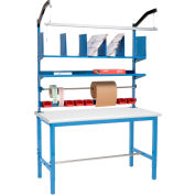 Global Industrial™ Packing Workbench W/Riser Kit, Bord de sécurité stratifié, 72"W x 36"D