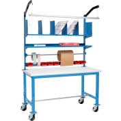 Global Industrial™ Mobile Packing Workbench W/ Riser Kit, Bord de sécurité stratifié, 72"W x 36"D