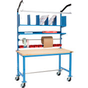 Global Industrial™ Atelier d’emballage mobile W / Riser Kit, Butcher Block Square Edge, 72 « W x 30"D