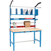 Global Industrial™ Packing Workbench W/Riser Kit &Power Apron, Maple Safety Edge, 60"W x 36"D