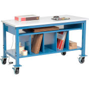 Global Industrial™ Atelier d’emballage mobile W / Kit d’étagère inférieure, ESD Square Edge, 60 « W x 30"D
