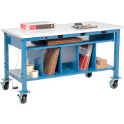 Global Industrial™ Mobile Packing Workbench W/ Lower Shelf &Power, ESD Square Edge, 60"W x 36"D