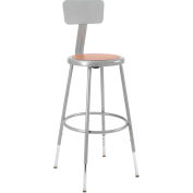 Interion® Steel Shop Stool w/Backrest and Hardboard Seat – Adjustable Height 25-33 - GRY - 2PK