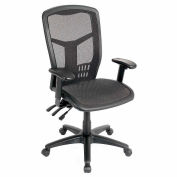 Chaise de bureau interion® avec le dos élevé et les bras réglables, maille, noir