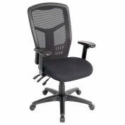 Chaise de bureau interion® Mesh avec dossier haut et bras réglables, tissu, noir