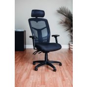 Chaise de bureau interion® mesh avec headrest, bras à dos élevé et réglable, tissu, noir