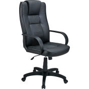 Interion® exécutive avec headrest, high back & fixed arms, cuir, noir