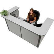 Interion® U-Shaped Reception Station, 88"W x 44"D x 44"H, Gray Counter & Panel