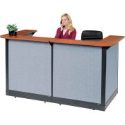 Interion® U-Shaped Reception Station With Raceway, 88"W x 44"D x 46"H, Cherry Counter