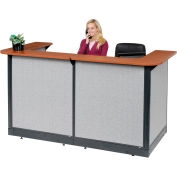 Interion® U-Shaped Reception Station w/Raceway 88"W x 44"D x 46"H Cherry Counter Gray Panel