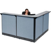 Interion® L-Shaped Electric Reception Station, 80"W x 80"D x 46"H, Gray Counter, Blue Panel