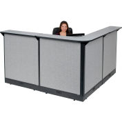 Interion® L-Shaped Electric Reception Station, 80"W x 80"D x 46"H, Gray Counter, Gray Panel