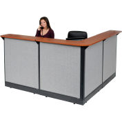 Interion® L-Shaped Reception Station w/Raceway 80"W x 80"D x 46"H Cherry Counter Gray Panel