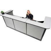 Interion® U-Shaped Electric Reception Station, 124"W x 44"D x 46"H, Gray Counter, Gray Panel